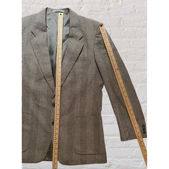 YSL YVES SAINT LAURENT 44R Gray Ivory Glenn Plaid Blazer Sport Coat Jacket - Picture 8 of 16